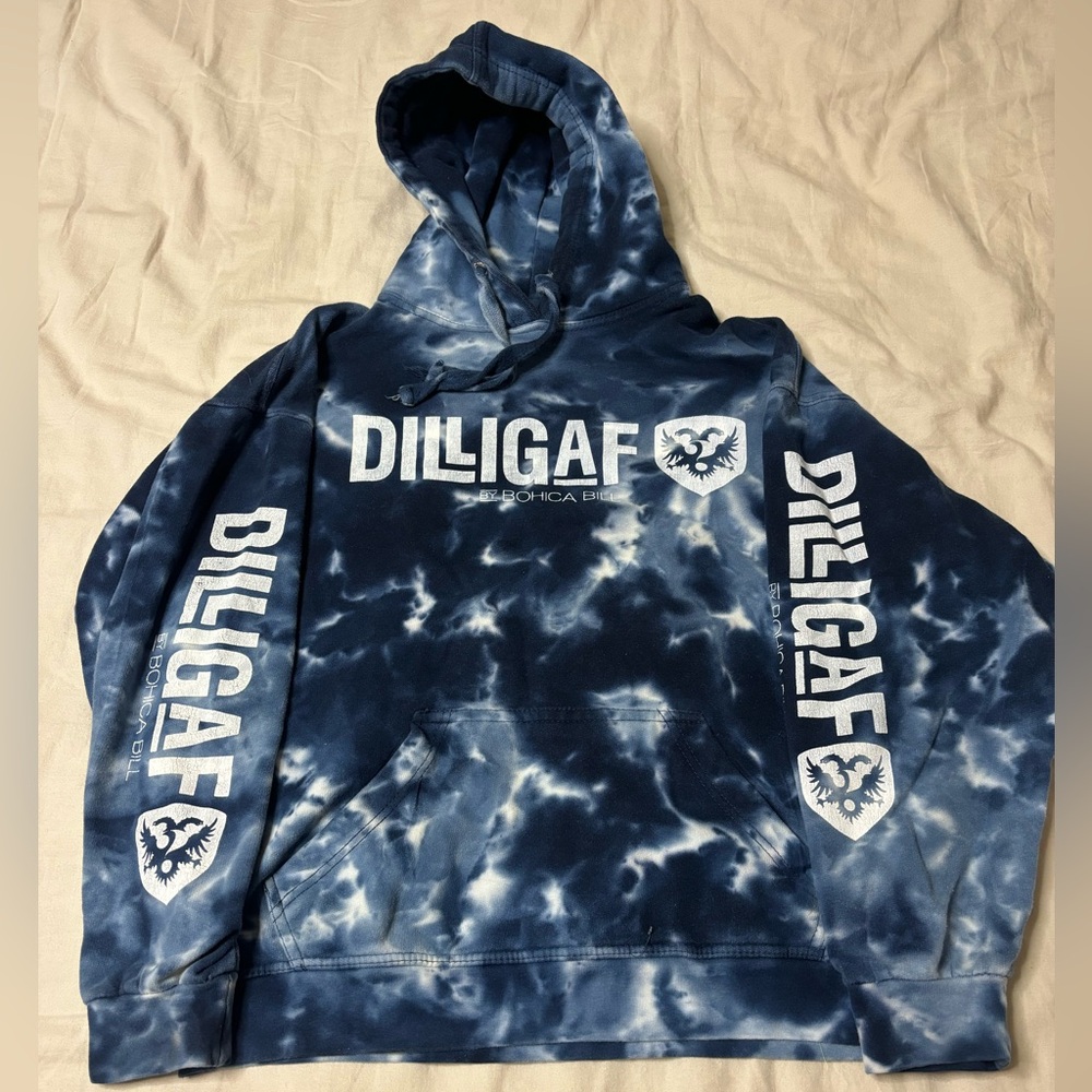 Blue Tiedye Dilligaf Hoodie Jon Lauren Brand